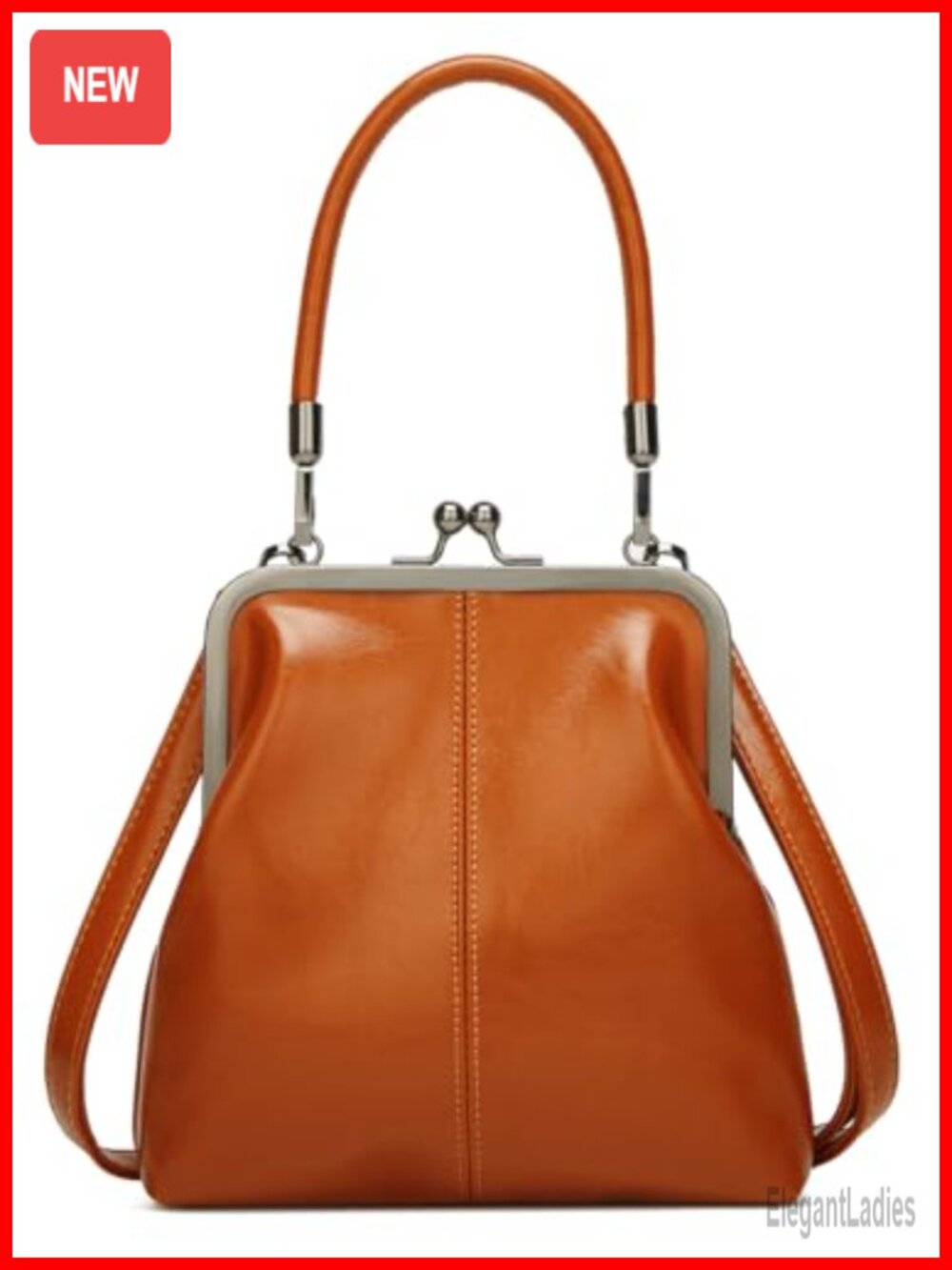 PU Leather Kiss Lock Crossbody Bag Hobo Tote Shoulder Purses